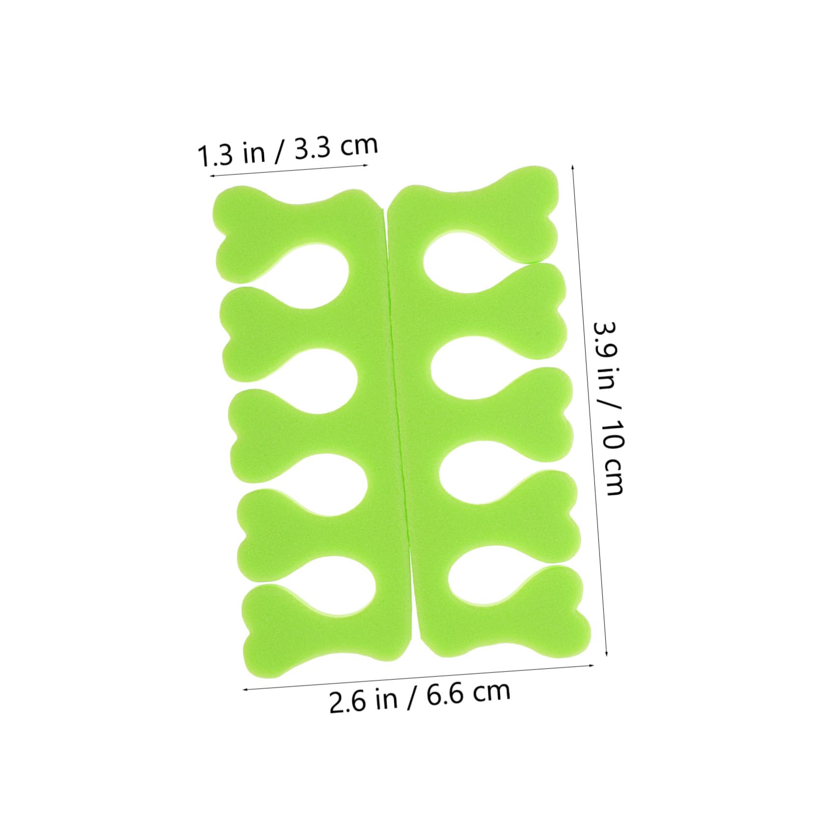 VICASKY Separatori le Dita dei Piedi a Forma di Cuore in Spugna Verde, 100 Paia per Uso Personale Art, Regolatore di Piedi per Pedicure Confortevole