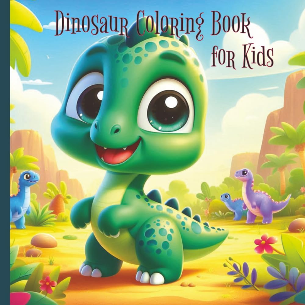 Dinosaur Coloring Book for Kids Ages 4-8: Fun and Easy Coloring Pages with Cute Dinosaurs for Boys and Girls