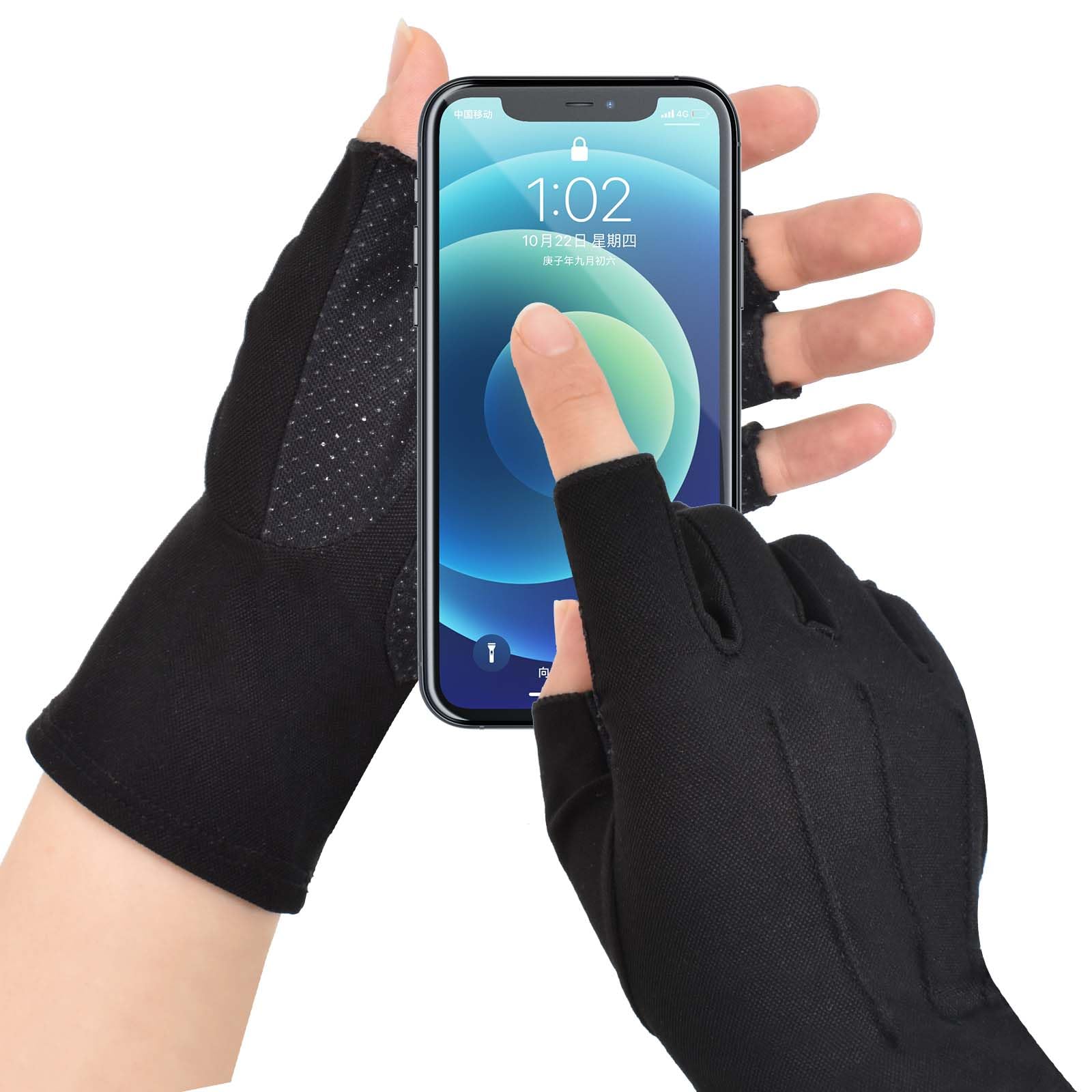 Guantes de Ciclismo para Hombre, Guantes Cortos de Medio-Dedo, Guantes de Bicicleta de Carretera Antideslizantes y Protección-Solar para Motocicleta Golf Ciclismo Acampar Senderismo, Negro