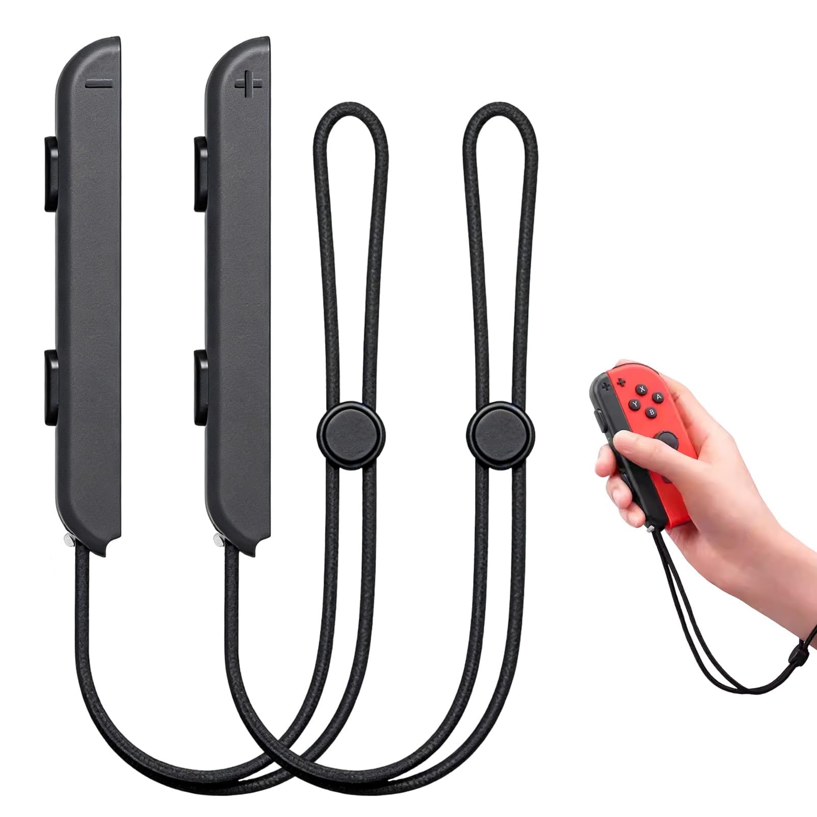EuSupNova 2 Paquetes de Controlador de Correa, Muñequeras para Mando Correa Ajustable Negra para Controlador, Accesorio de Repuesto Portátil compatible con Juegos Switch(Negro)