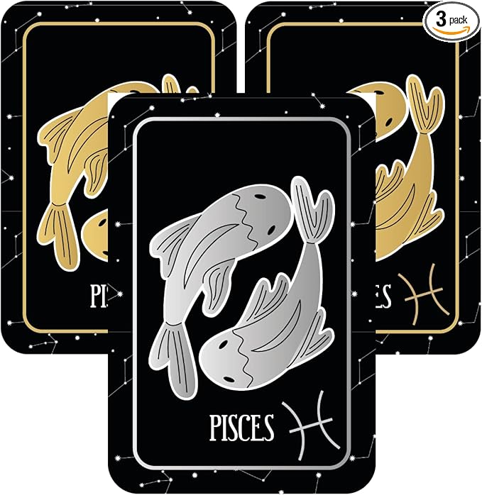 Zodiac Sign Car Air Fresheners, New Astrological Unique Designs Hanging Scents Freshener (Black Ice) (PISCES)