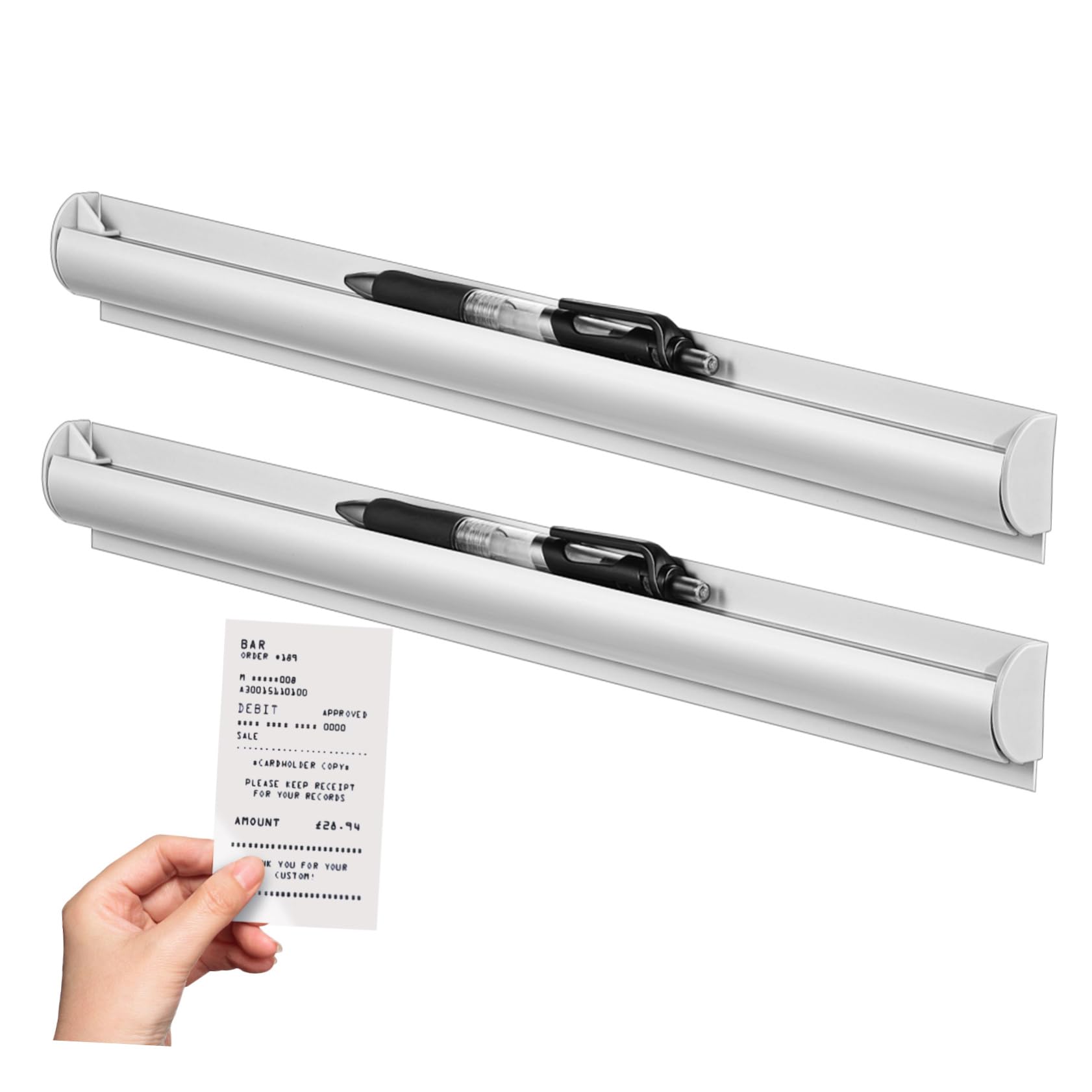 SHOWERORO -Piece Adhesive Ticket Holder Restaurant Order -Mounted Receipt Organizer Kitchen Accessory Ticket Rail