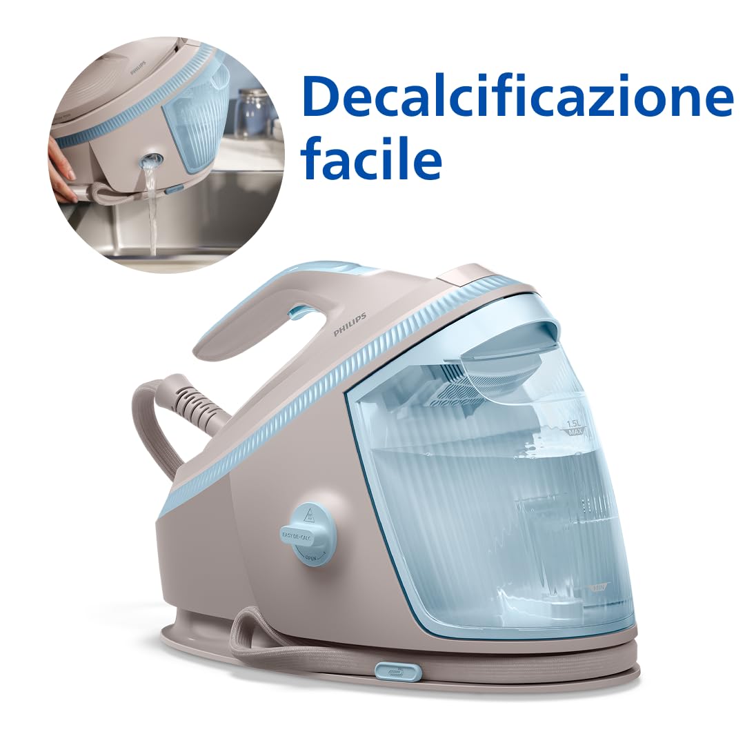 Philips PerfectCare Serie 7000 Ferro da stiro con Caldaia - 600g Colpo Vapore, 8,5 Bar, OptimalTEMP, Piastra SteamGlide Elite, Serbatoio Estraibile 1,5L, Vapore Verticale, Easy De-Calc (PSG7200/60)