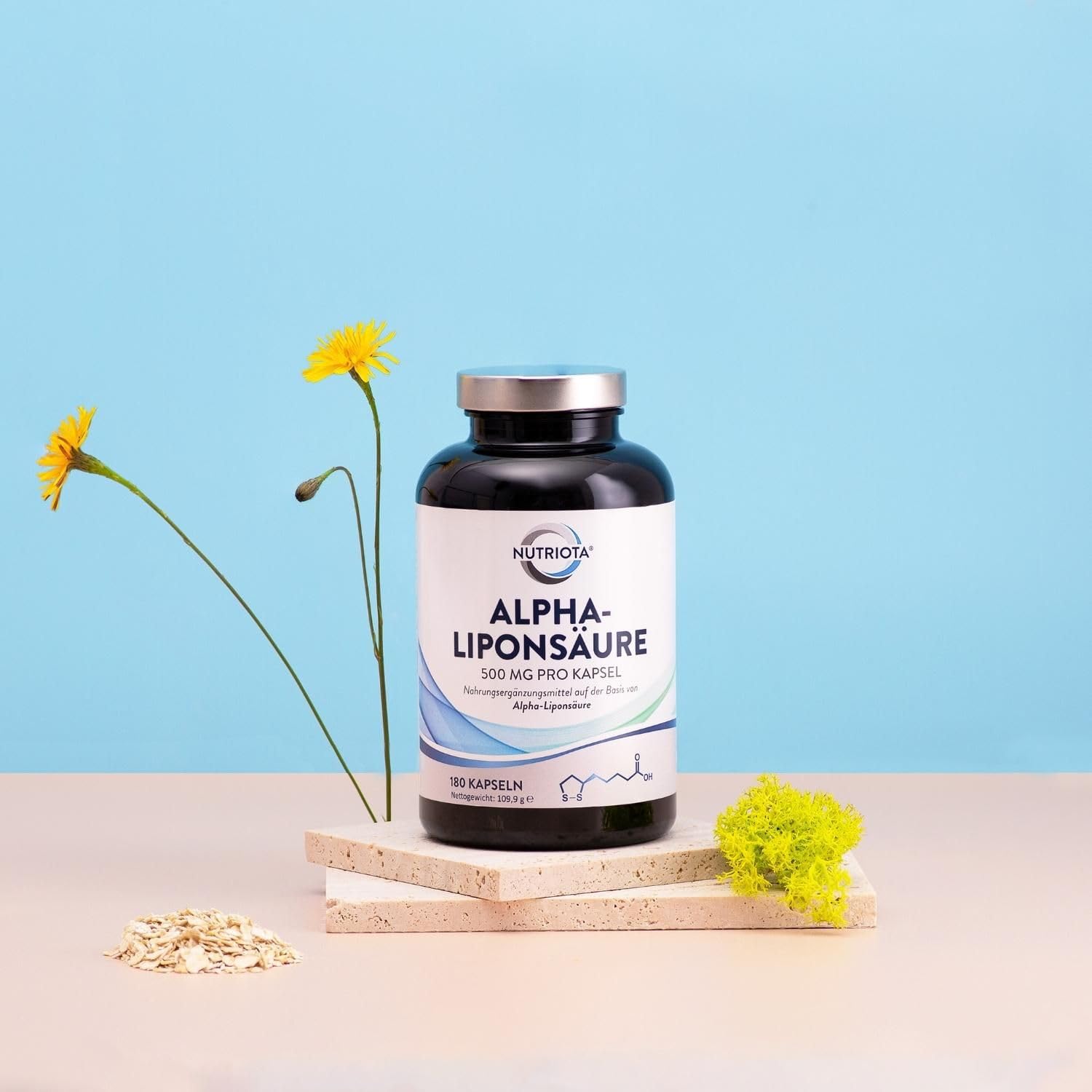 Alpha-Liponsäure ALA 500mg | 180 hochdosierte vegane Kapseln | Hilft bei Entzündungen, unterstützt Blutzucker-Regulation und Nervengesundheit, wirksam gegen kribbelnde Füße, Hände, Gliedmaßen und mehr