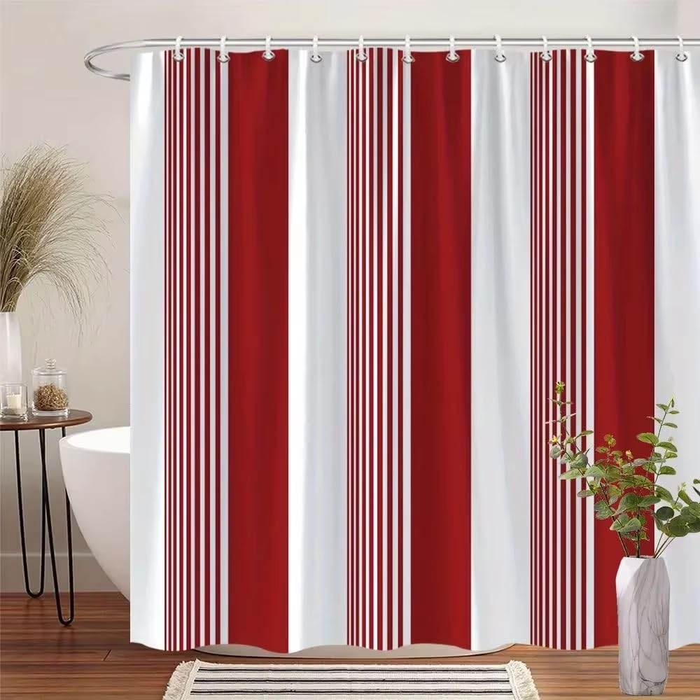 Rideau à rayures rouges et blanches minimaliste pour baignoire 100x170cm