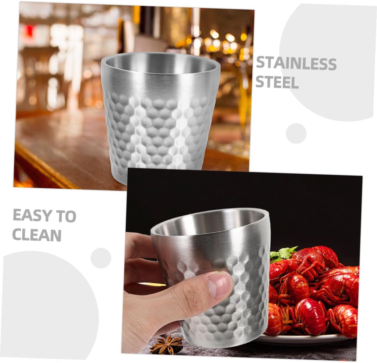 4pcs 175ml Stainless Steel Outdoor Beer Mug Picnic Cups Sturdy Metal Coffee Drinking Cups for Camping and Travel