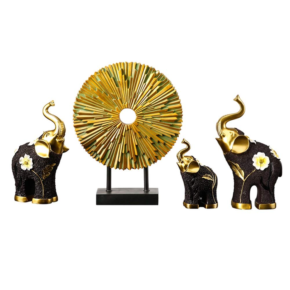 Estatuas Estatuas Riqueza Suerte Elefante Estatuilla Animales Home Office Decor Cumpleaños Felicitación Calienta de La Casa de Regalo (Juego de 2) (Color : C)