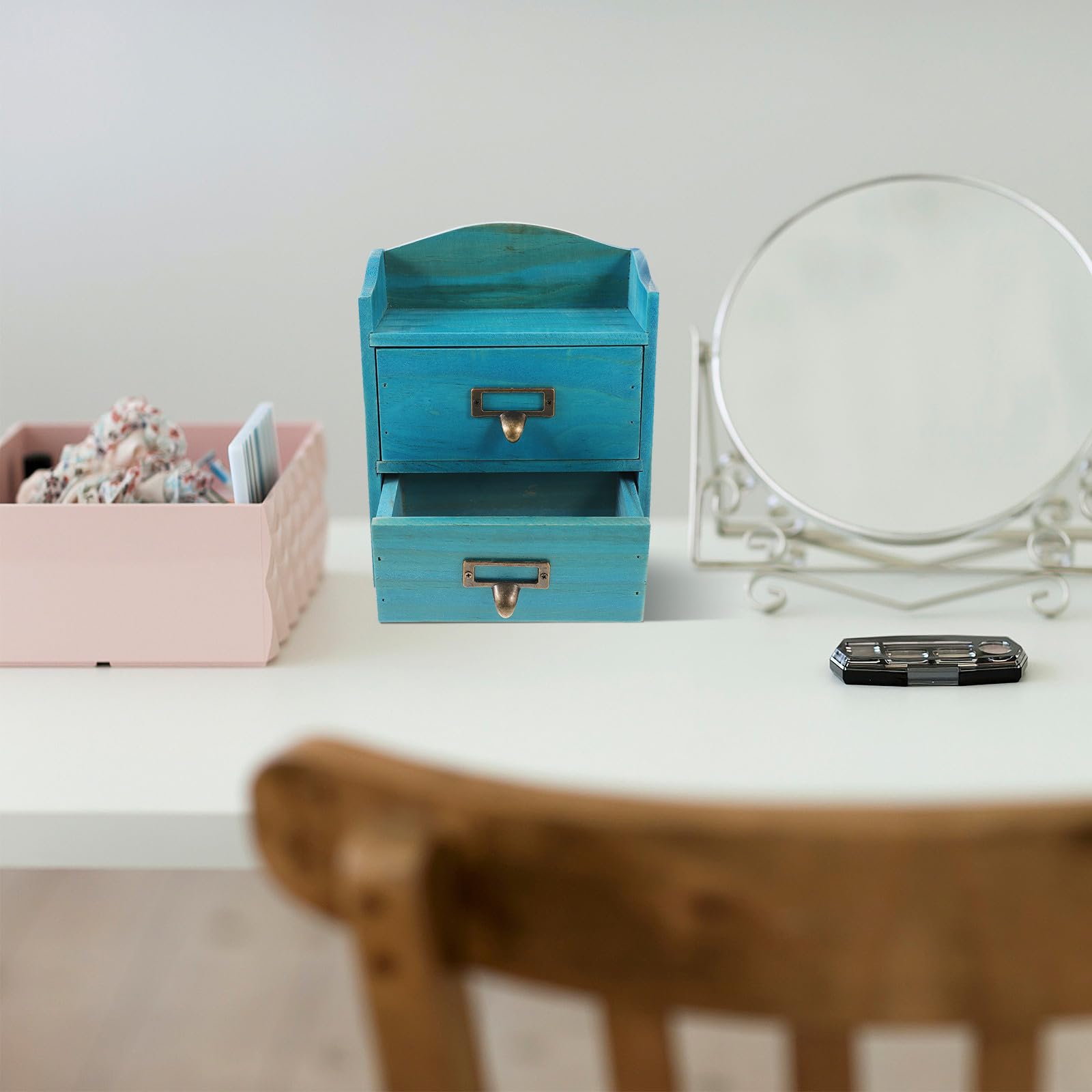 MAGICLULU Organizer Contenitore Multipurpose a 2 Livelli in Legno per e Cosmetici da Scrivania per Camerette e Spazi Piccoli