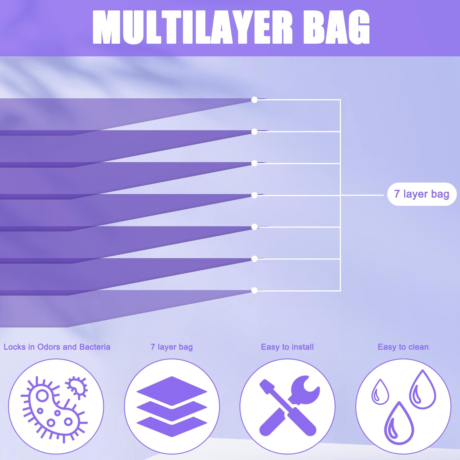 10 recambios de pañales, recambios compatibles con papelera de pañales, recambio para brotes, cubo de pañales y arena para gatos Littycat (morado)