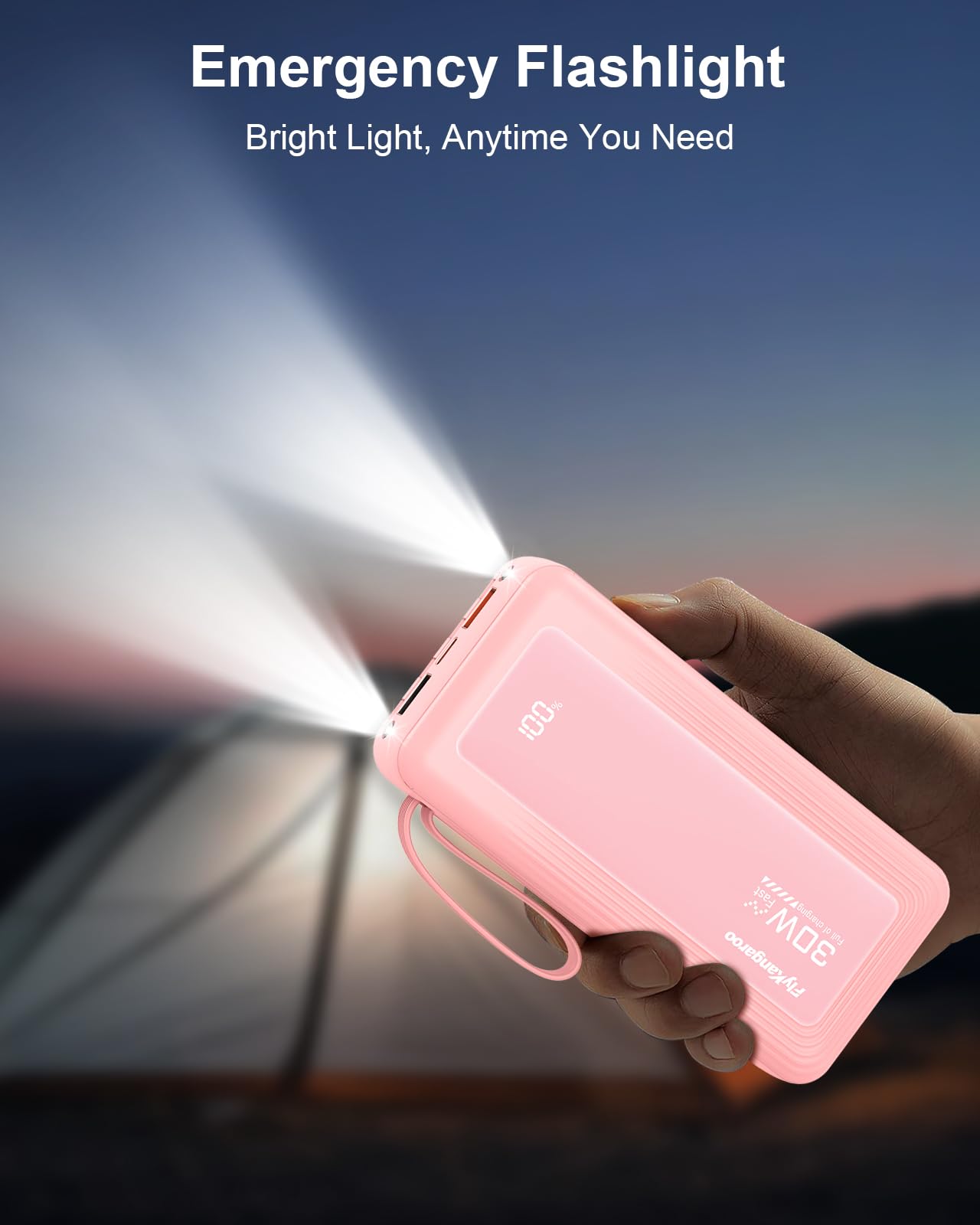 Caricabatterie portatile con cavi integrati, sottile 10000 mAh, ricarica rapida da 22,5 W, USB C, display a LED, 6 uscite e 2 ingressi per iPhone, Samsung, Pixel, LG, Moto, iPad