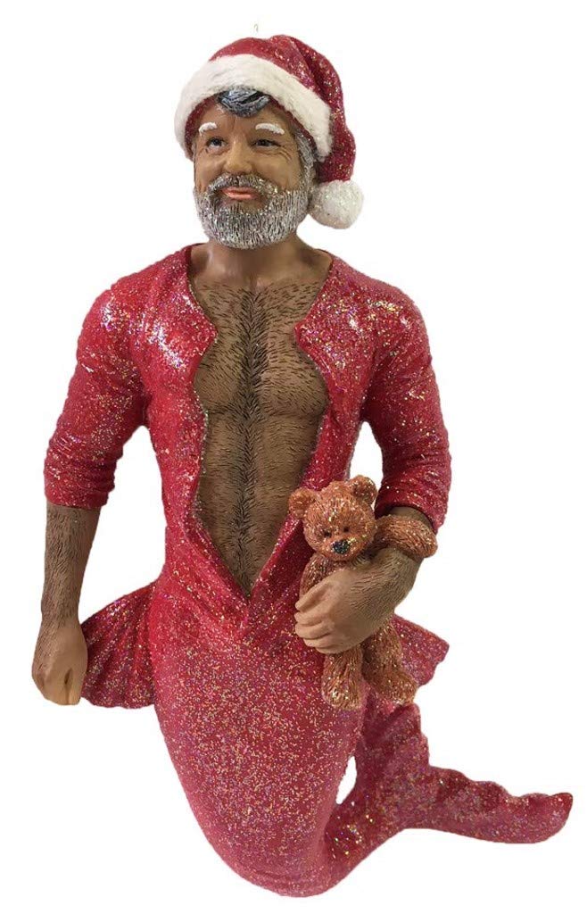 December Diamonds Ornament: Bedtime Santa Merman Con Orso E Dettagli Glitterati