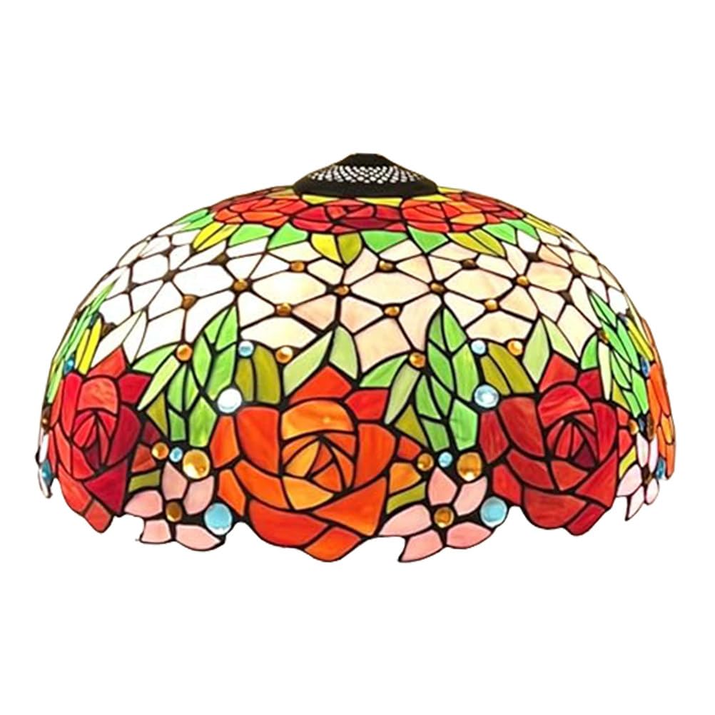 SaryEdge Large Tiffany Lampshade Replacement Only Colored Glass Lampshades 16 Inches Suitable for Desk Lamps Floor Lamps Pendant Lamps Home and Office Table Decoration,Beige Baroque，Ro，Rose