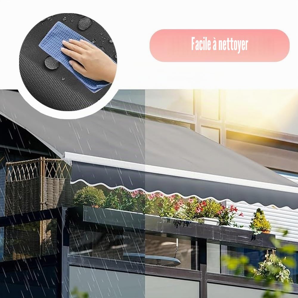 Store Rétractable Balcon, Toile De Remplacement De Store Banne Manuel, Tissu De Remplacement pour Auvent De Terrasse, Anti-UV, 200 250 300 350 400 500cm(Dark Gray,11.5x10ft/350x300cm)