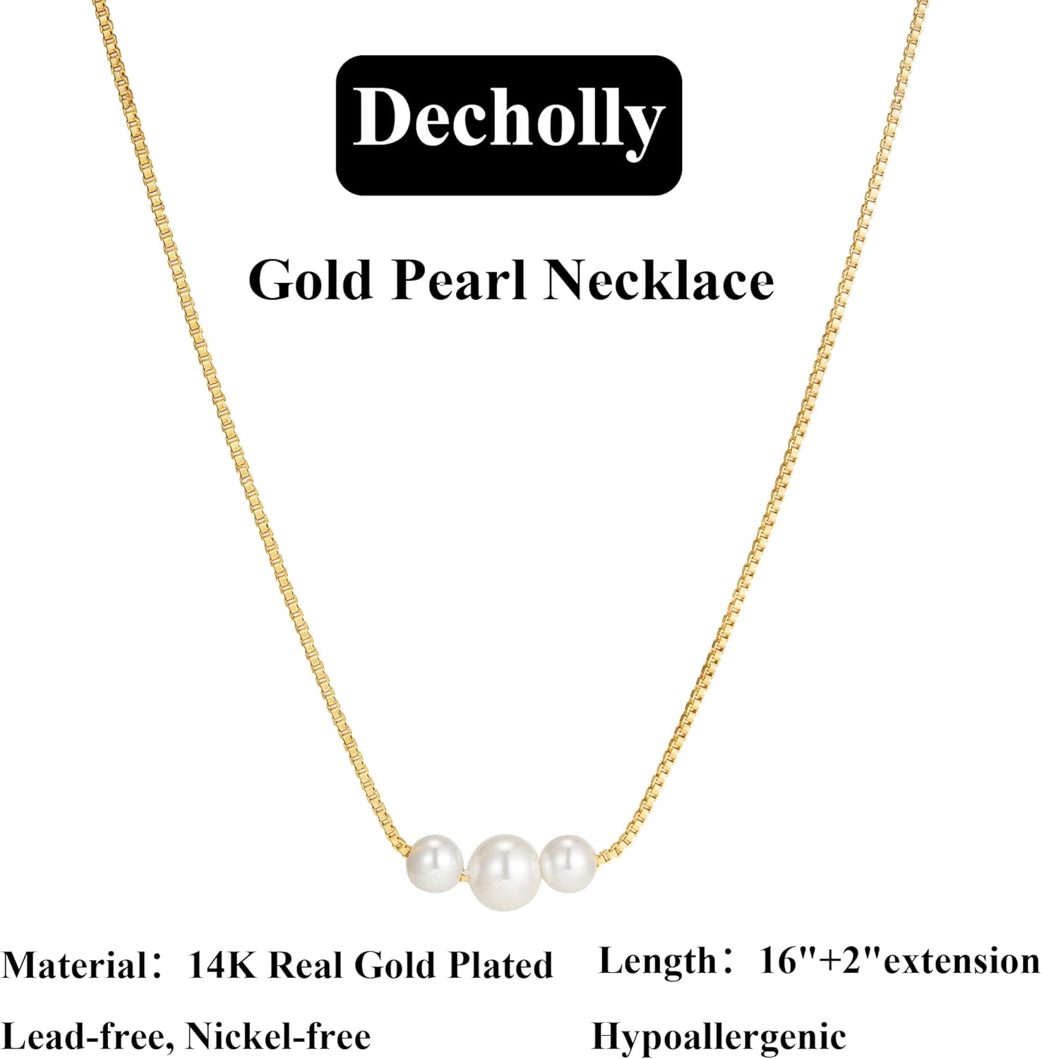 Valentines Day Gifts for Her - 14K Gold Plated Pearl Necklaces for Women Trendy Dainty Necklace Simple Layered Pearl Necklaces for Women Trendy Wedding Birthday Valentines Jewelry - Image 6