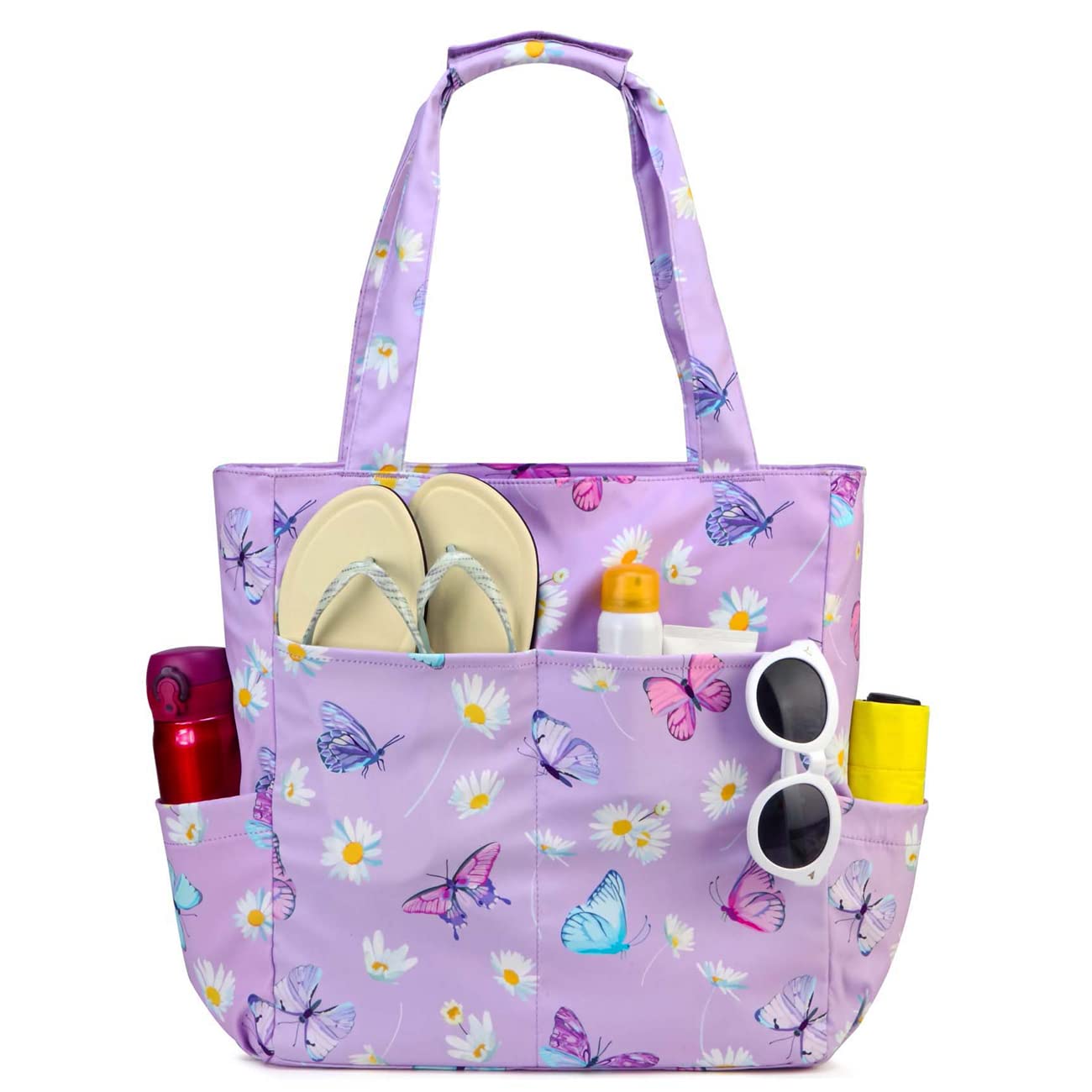 Kasgo Bolso Playa Mujer, Bolsa Playa Grande XXL Familiar Bolsa de Viaje Impermeable Bolso de Mano Verano Plegable Bolso Shopper Beach Tote Bag para Playa/Viajes/Diario, Mariposa