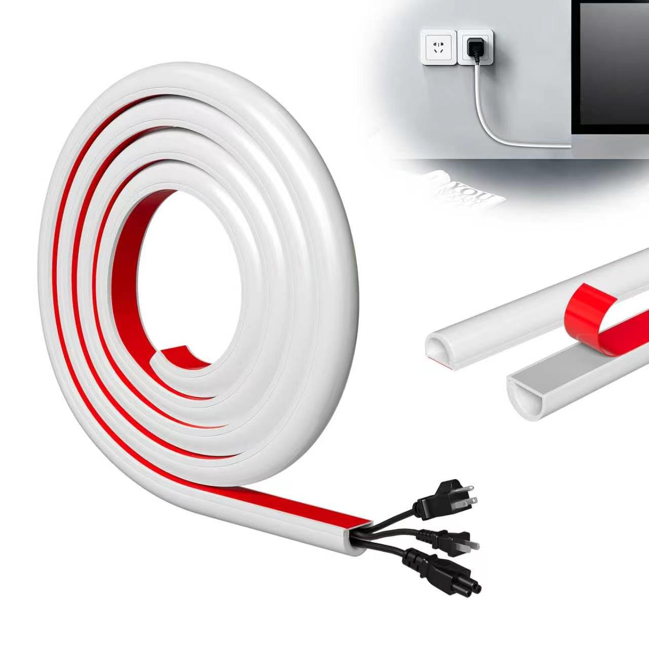 Hexizexi Mini White Cable Trunking 5m Self Adhesive Cable Cover 15x10mm