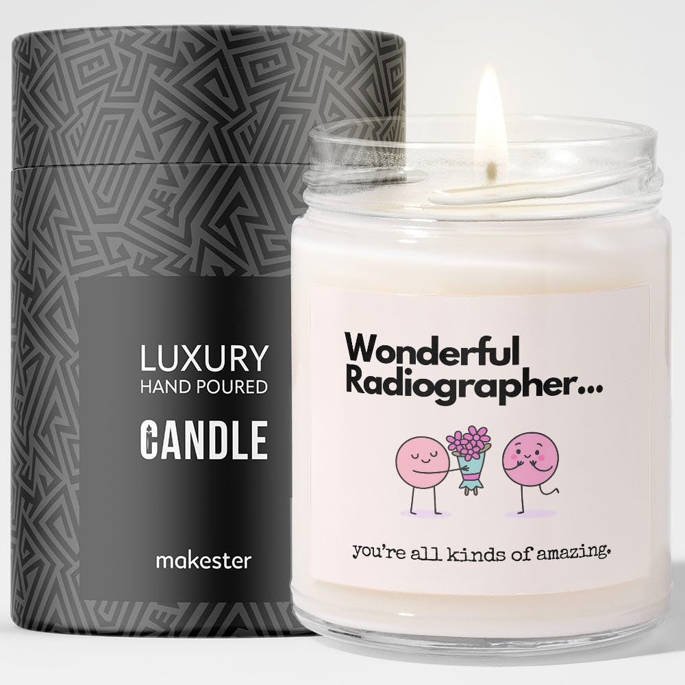 Makester White Radiographer Gifts - Luxury Soy Wax Candle - Vanilla, Jasmine, Sugared Almond