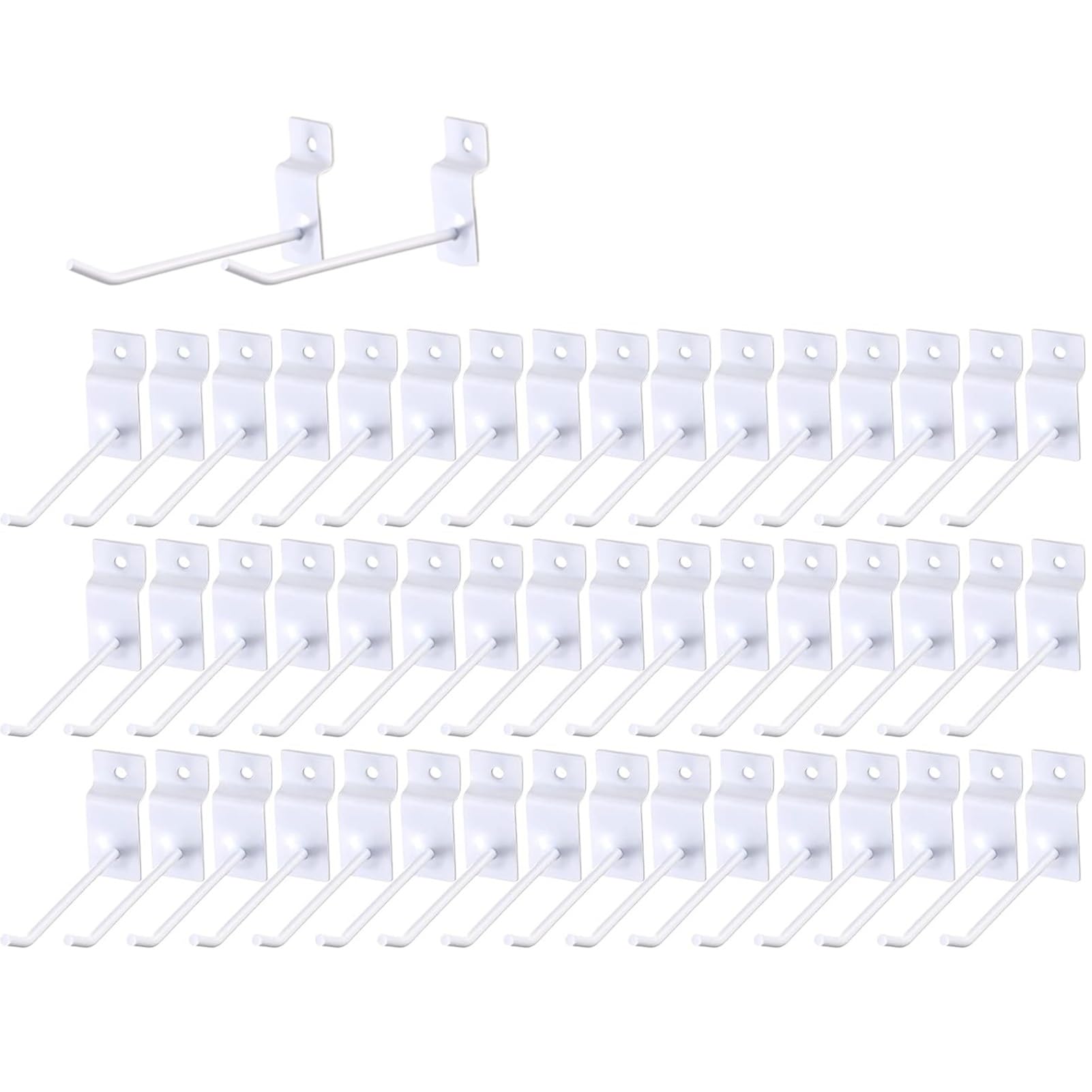 Wall panel hooks, 50 Pack Slatwall Hooks, Slat Wall Hanging Hooks Slat Board Hooks Slat Hangers Pegboard Gridwall Hook Display Hook for Retail Garage Organization(10cm/3.94in)