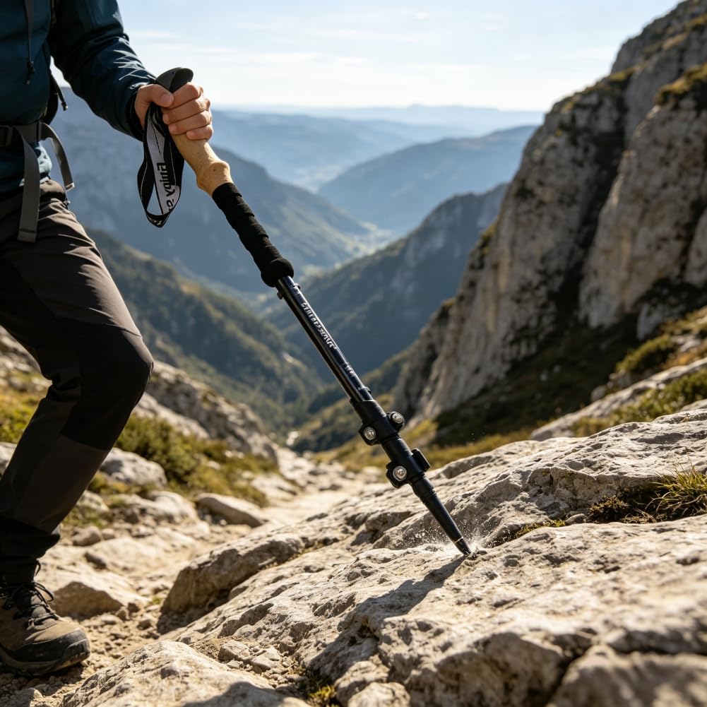 Kij do nordic walkingu, chowane, regulowane kijki trekkingowe z akcesoriami terenowymi, składane teleskopowe kijki turystyczne 135 cm do wspinaczki, brodzenia