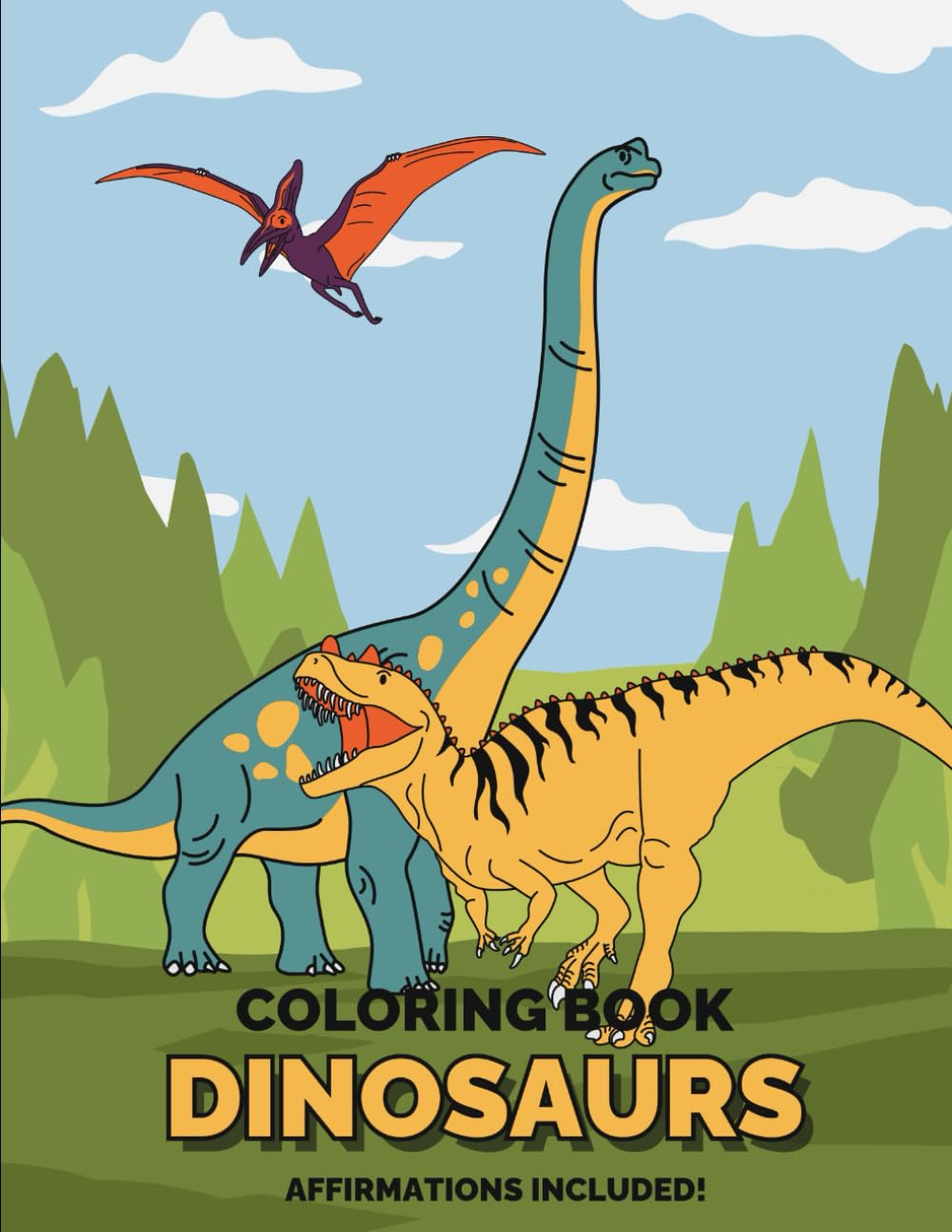 Dinosaurs affirmation colouring book