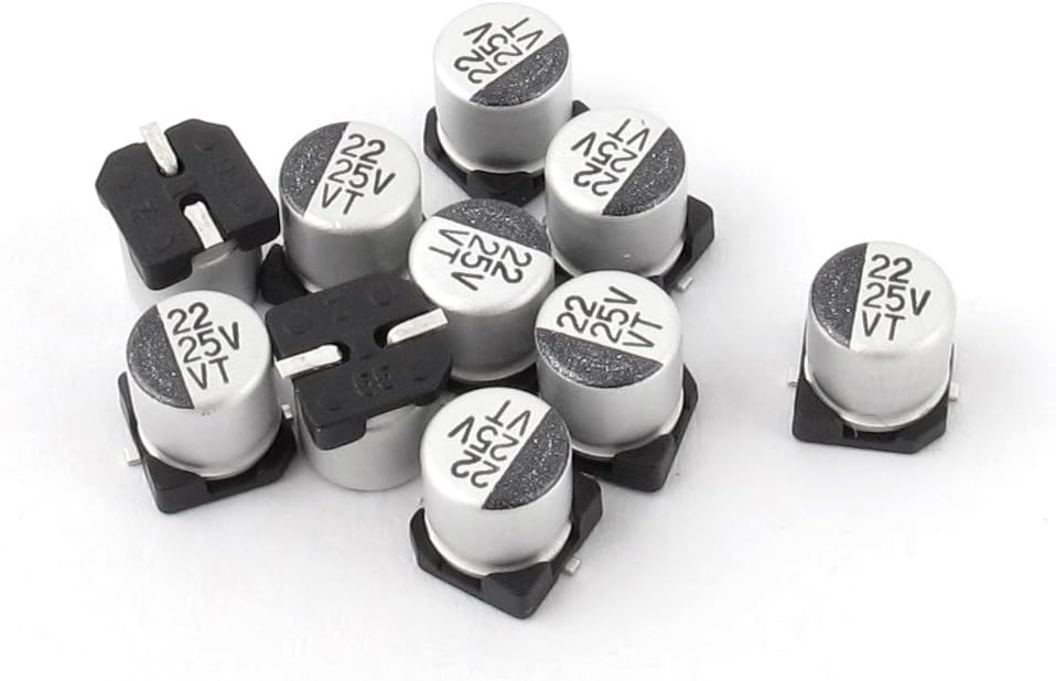 Aexit 10pcs (Capacitor) 22uF 25 ν SMD Aluminum Electrolytic Capacitors 5mm (94ry836qf720) x 6mm