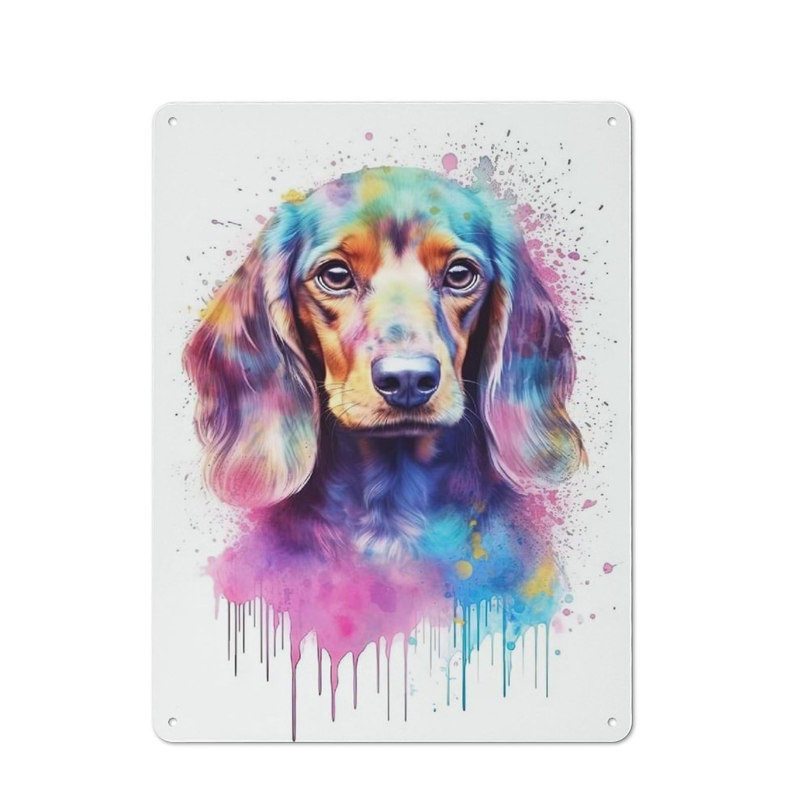 Junmoney Style-4 Decorative Tin Plaque With Baby Dachshund Puppy Dog Design 40X30cm, Classic Novelty Wall Art For Flat, Dorm Room, Lounge Or Cafe