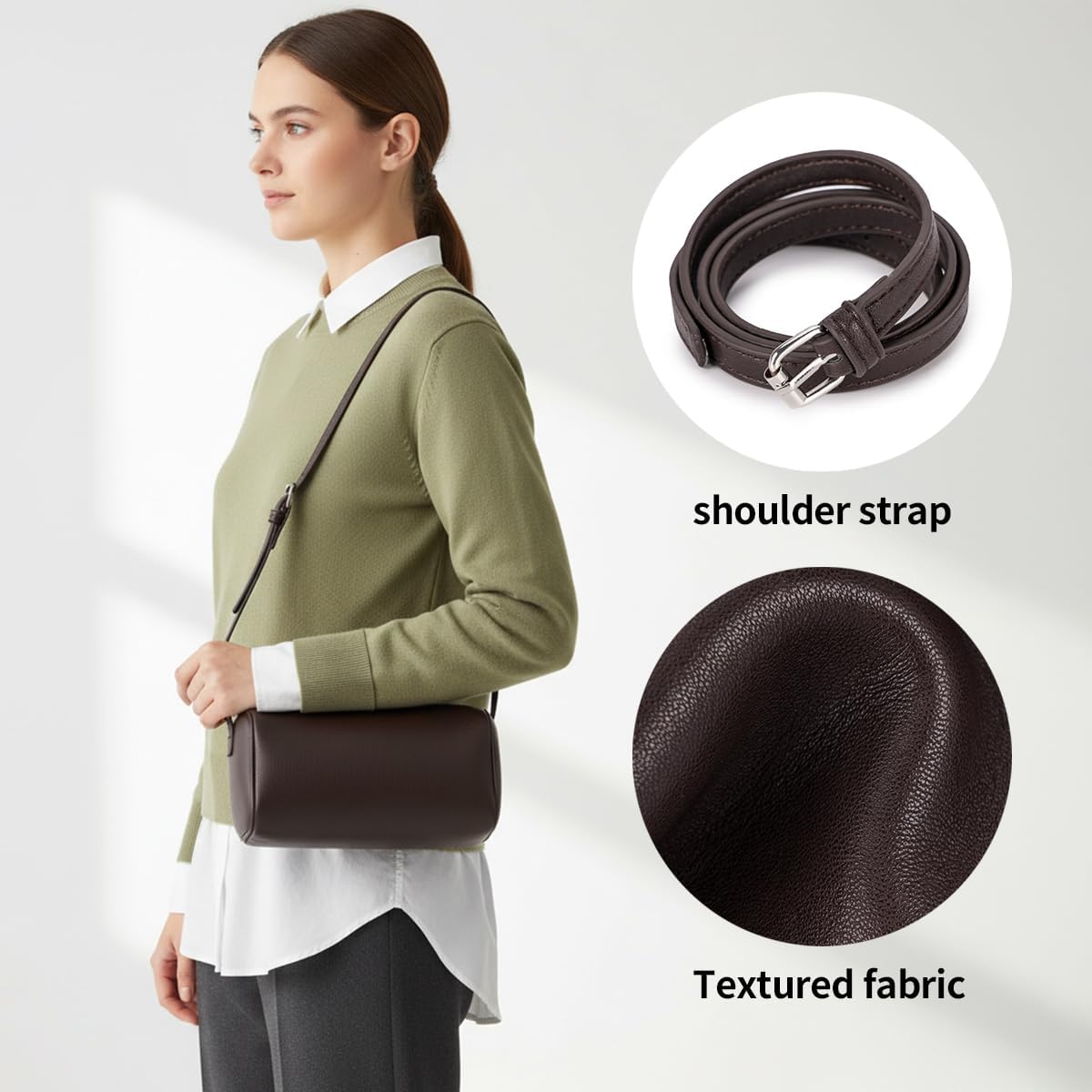 Women’s Suede Leather Shoulder Bag, Small Retro Crossbody Bag with Adjustable Strap, Underarm Purse Handbag for Daily Use - Image 3