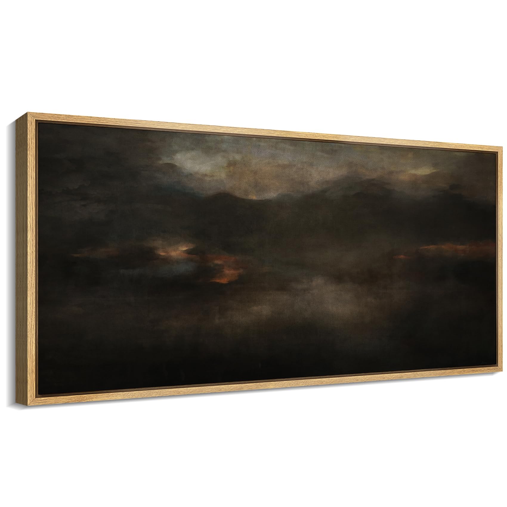 SIGNFORD Extra Large Framed Canvas Print Wall Art Moody Cloudscape Dark Atmospheric Sky Dramatic Landscape Illustrations Modern Art Calm Warm for Living Room, Bedroom, Office - 60"x30"