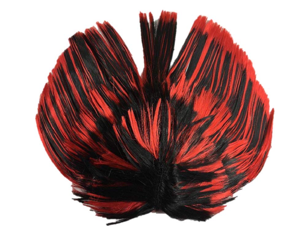Rooster Wig Punk Rocker Unisex Mohican Mohawk Wigs (Red & Black)