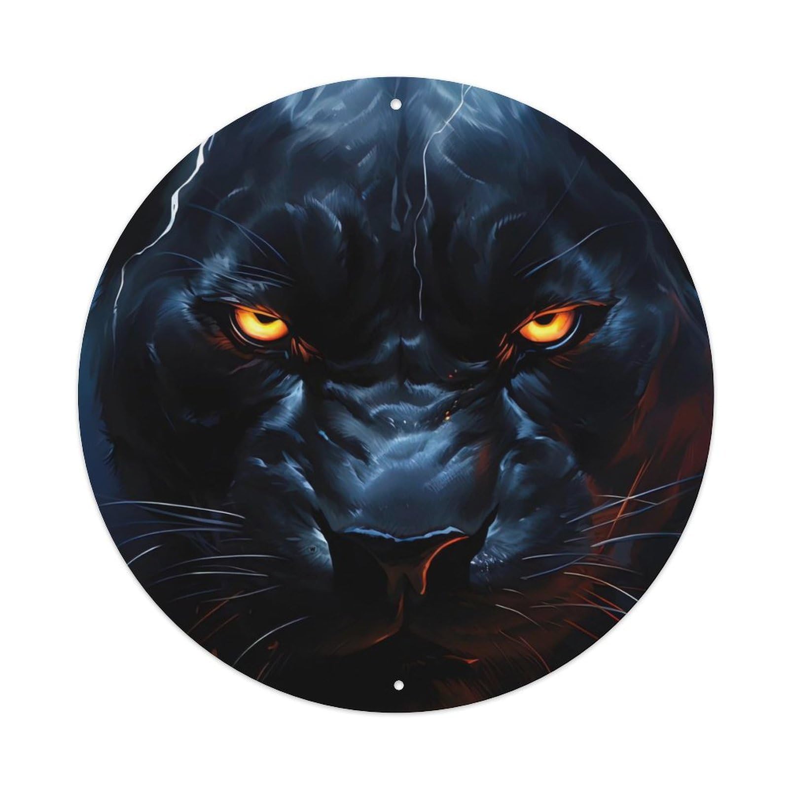 Animal Leopard Under Lightning Metal Tin Sign