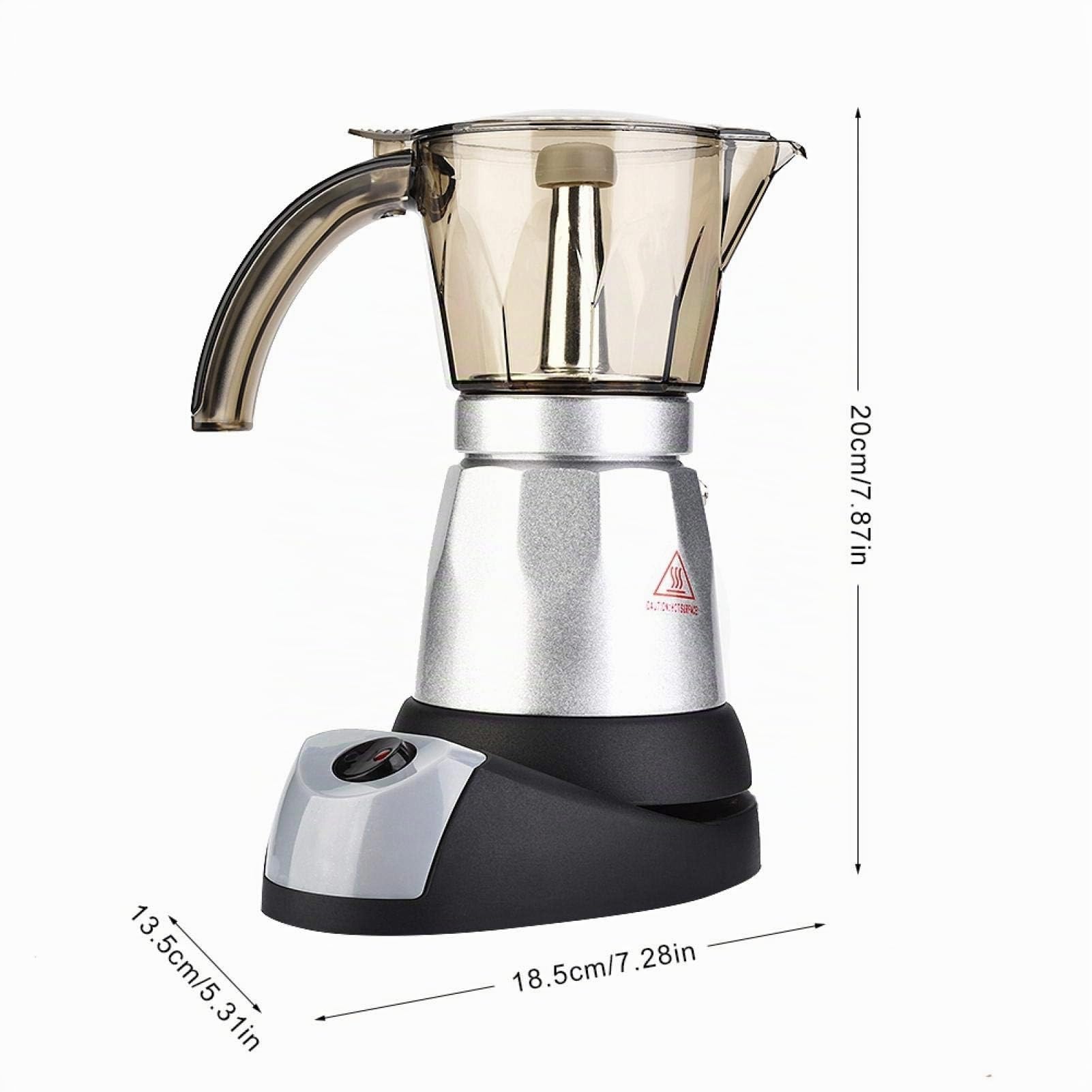 Pot Moka Électrique de Grande Capacité 220V Machine à Expresso Percolateur Classique Café et Thé pour Lave-vaisselle 300ml Argent