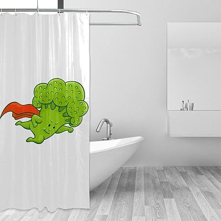 Amazon Co Jp シャワーカーテン ユニットバス用 防カビ おしゃれ ブロッコリー スーパーマン バスカーテン 90cm 防水 速乾 リング付属 浴室 洗面所 風呂 バス カーテン 間仕切り 遮像 目隠し用 取り付け簡単 厚手 バス用品 ホテル用雑貨 Muooua ホーム キッチン