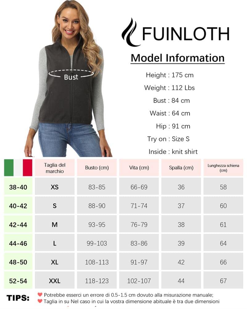 fuinloth Gilet Donna in Pile Smanicato Elegante Invernale Sportivo con Tasca Gilet Termico con Cerniera Senza Maniche Giacca