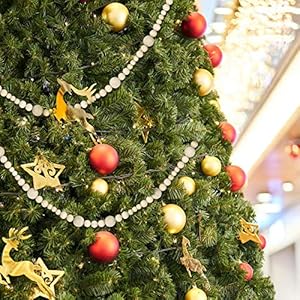7ft Christmas Wooden Bead Garlands, Xmas Round Craft Bead Garland, Farmhouse Home Decor for Christmas Tree Holiday Decoration (Wood Color) 7ft Christmas Wooden Bead Garlands Xmas Round Craft Bead Garland Farmhouse Home Decor for Christmas Tree Holiday Decoration Wood Color