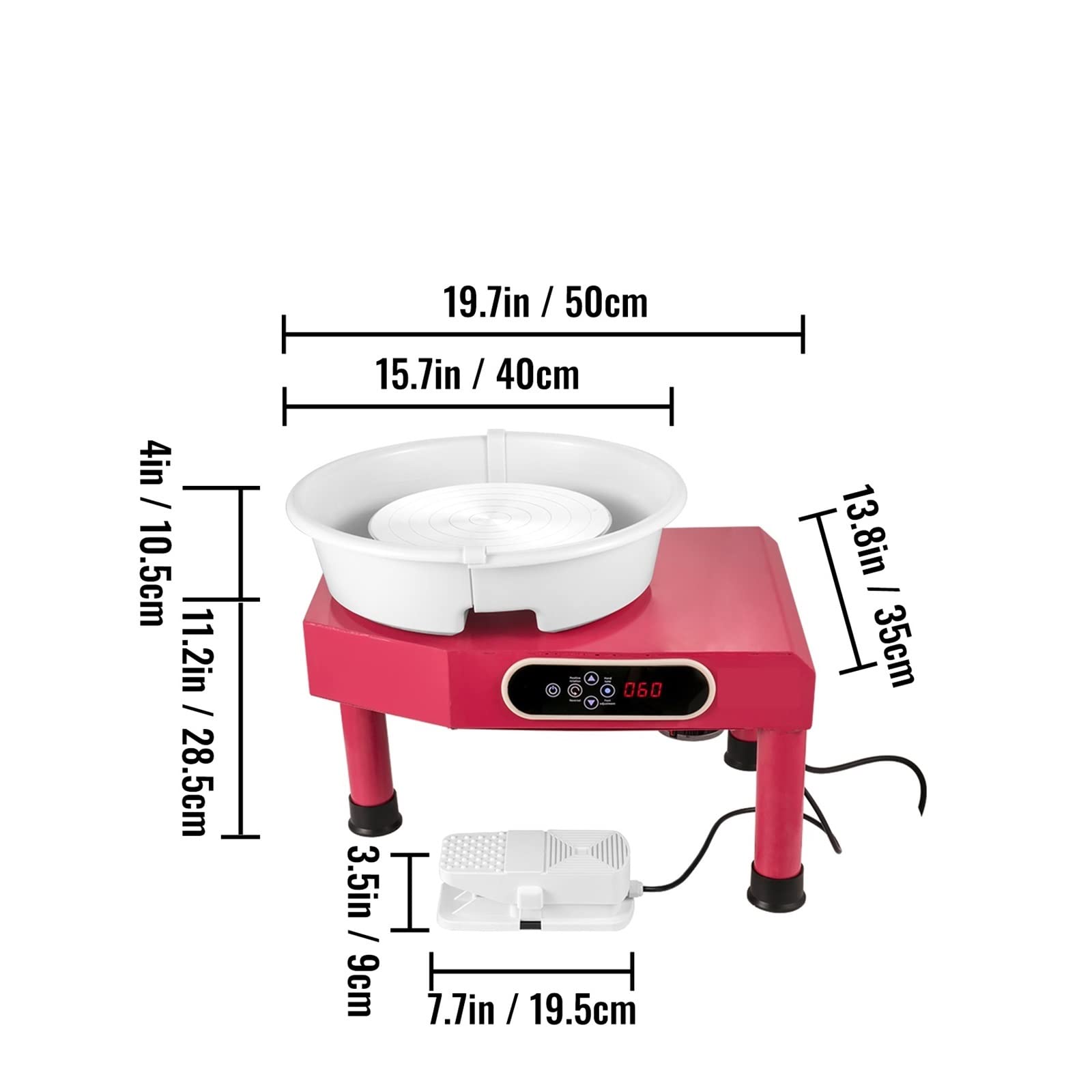 25 CM Töpferscheibe Formmaschine for Kunsthandwerk Keramik Ton Mit Sculpting Kit Mini Drehteller Töpferplattenspieler(Pink)