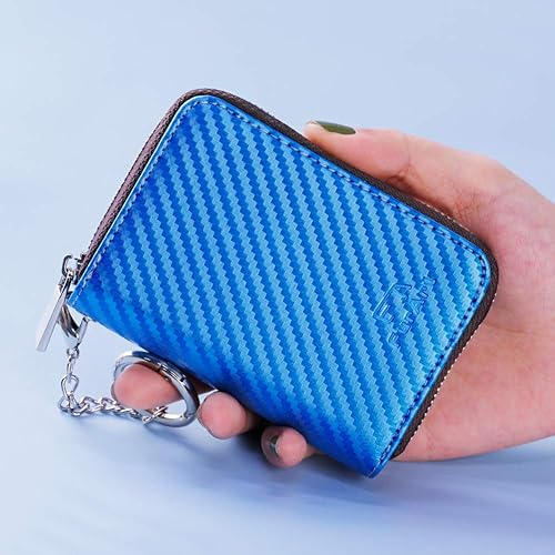Miniatura 156 de FurArt - Cartera para tarjetas de crédito, soporte para tarjetas con cremallera para hombres y mujeres, bloqueo RFID, cartera con llavero