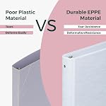 POPRUN 3 Ring Binder 1 Inch, PVC-Free Durable Organizer with 2 Inside Pockets for School & Office, Heavy-Duty Binder Holds 175 Sheets (8.5" x 11" Paper), 4 Pack, Pink
