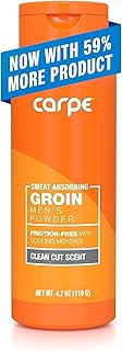 Carpe Sweat Absorbing Groin Powder (For Men) - Designed for Maximum Sweat Absorption - Mess and Friction Free, Stop Chafing