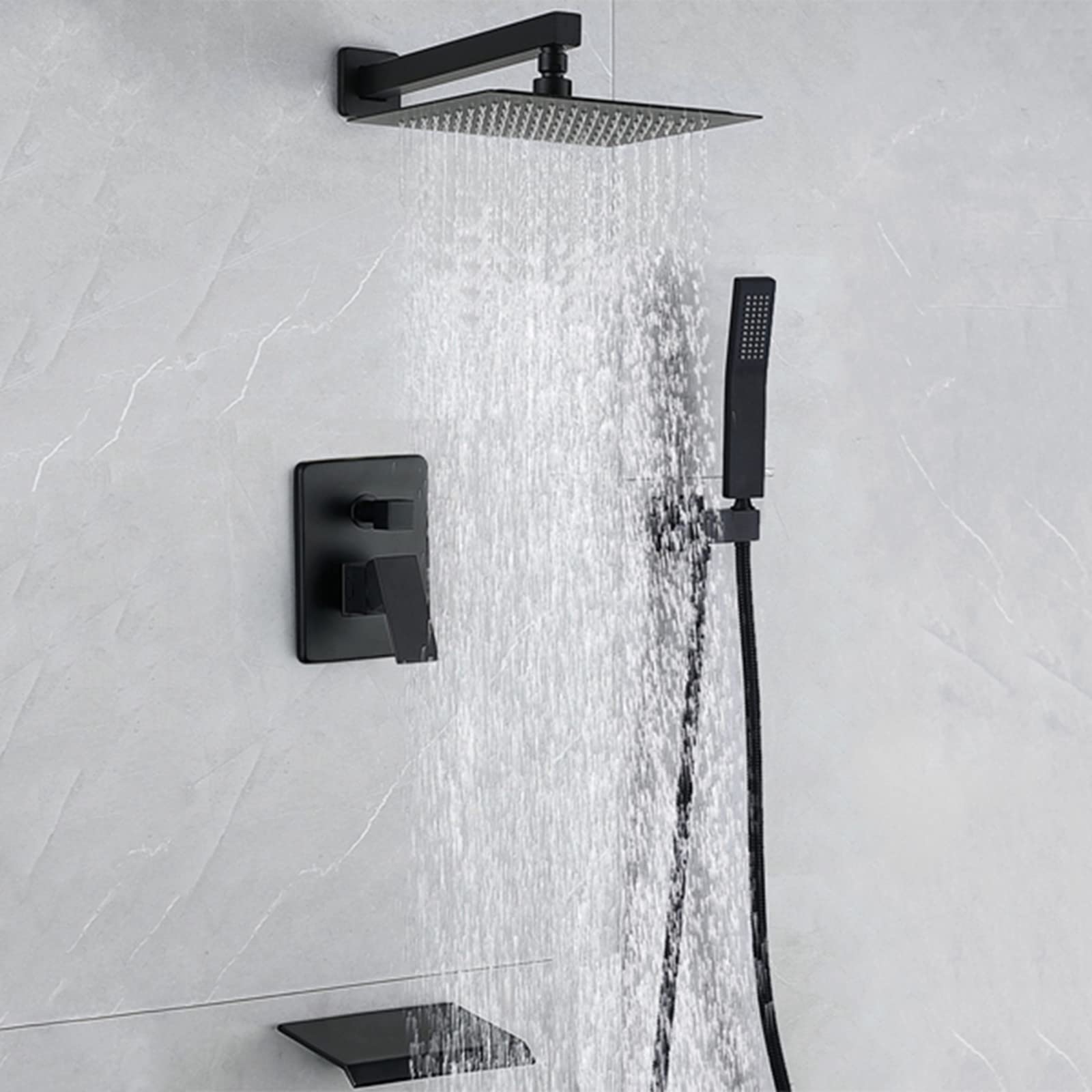 XJTNLB Miscelatore Doccia Incasso 3 Vie, Set Doccia con Soffione e Doccetta Cascata Rubinetto Vasca Cromo