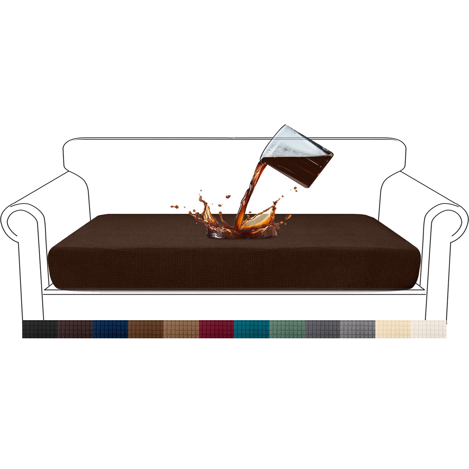 Granbest Premium Wasserdicht Sofa Sitzkissenbezug, High Stretch Jacquard Sitzkissenschutz Sofasitzbezug für Couch