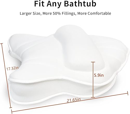 Miniatura 10 de Almohada de baño grande extra gruesa con cuello, espalda, soporte para la cabeza para bañera, spa, gris remojo (19 x 15 pulgadas)