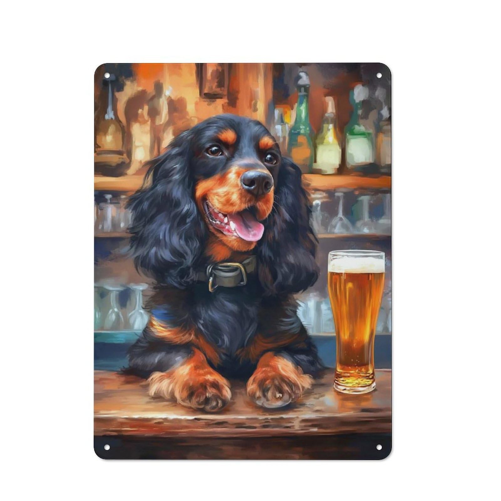 Cocker Spaniel Dog Beer Retro Metal Wall Decor 40x30cm, Vintage Metal Sign for Cafe, Pub, Workshop Or Home Bar