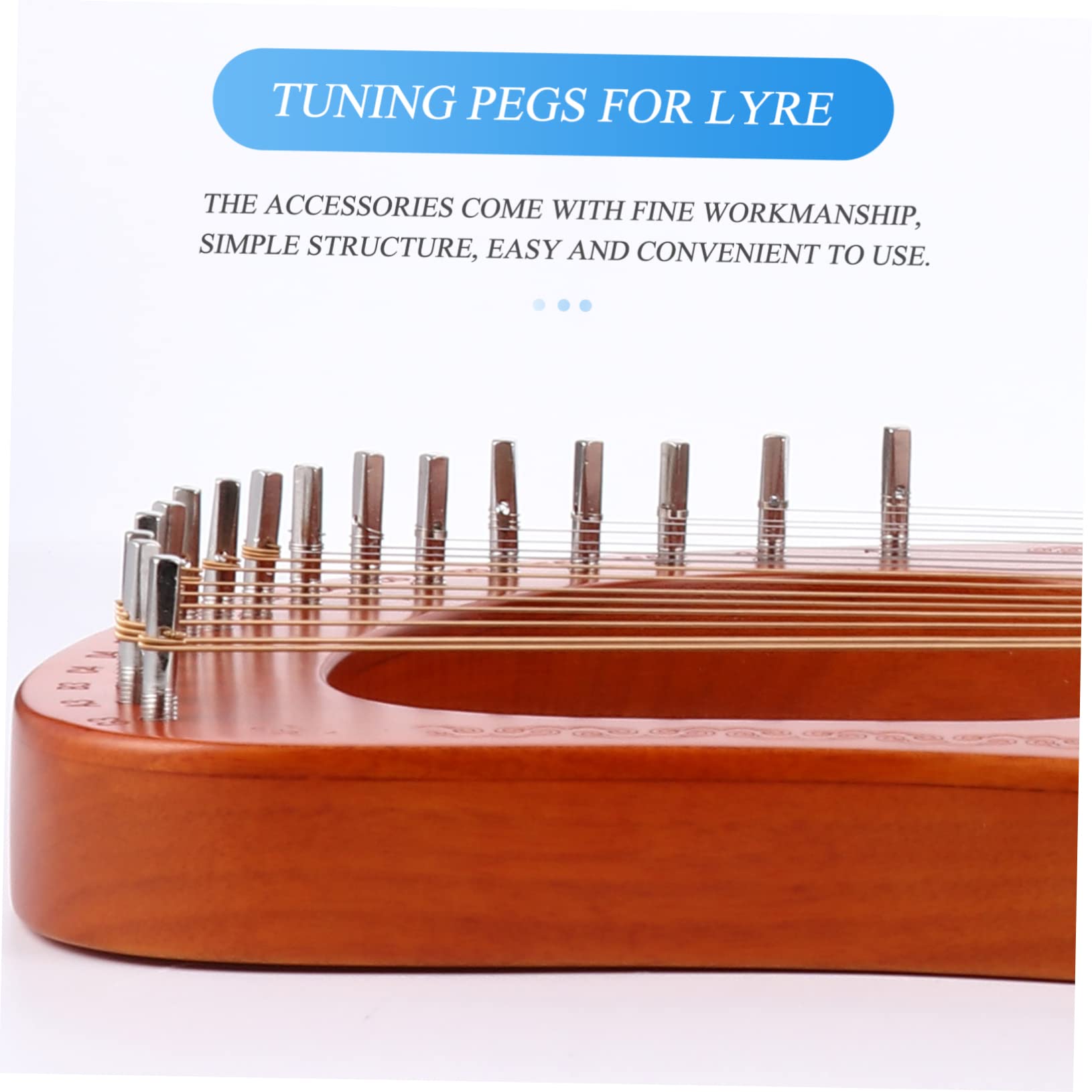 OFFSCH Lyre Harp String Nails Lyre Tuning Pegs 3pcs Clamp-on 40.5 * 5mm Craftsmanship Easy to Install