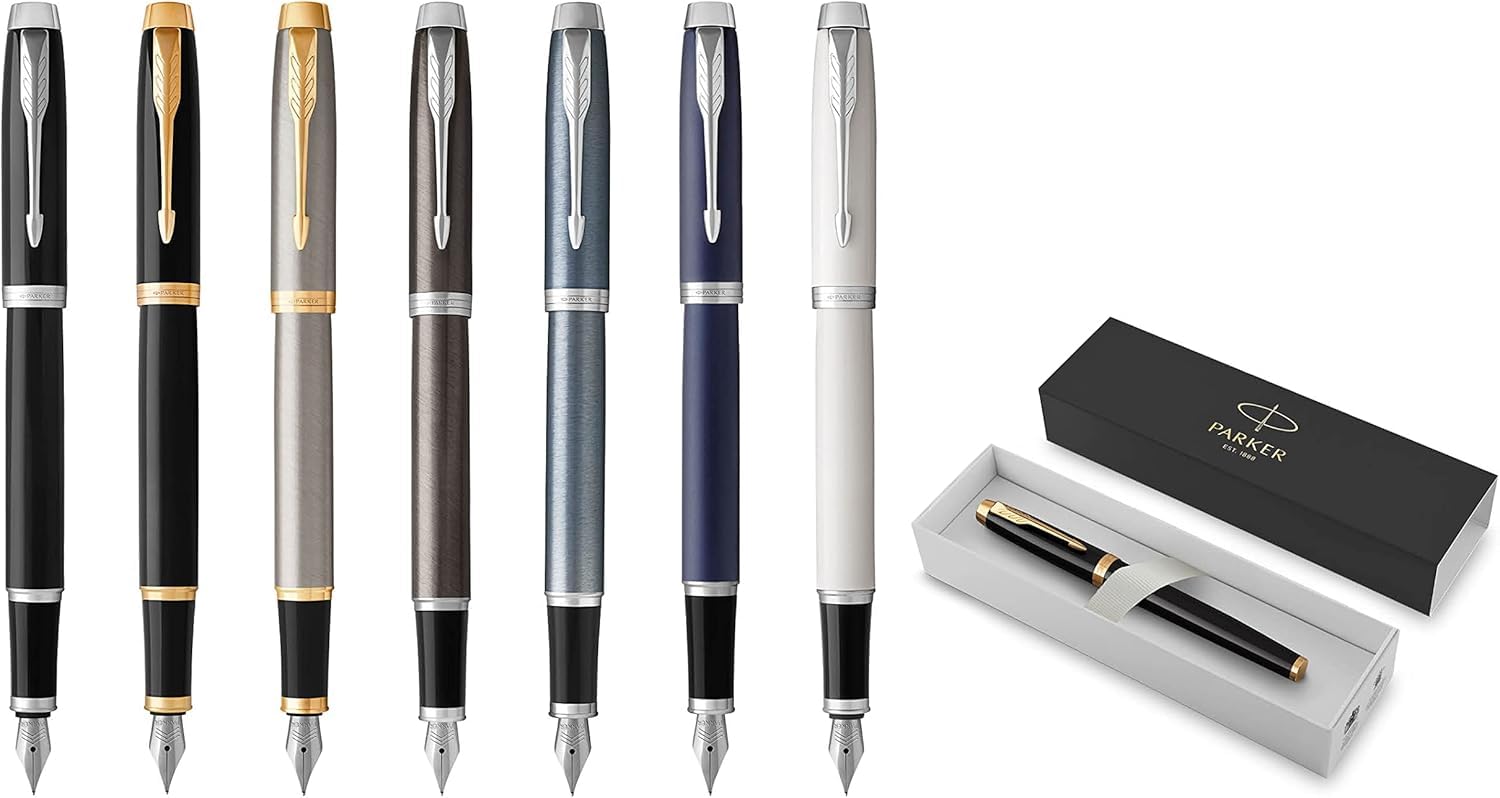 PARKER - Penna stilografica IM Core con incisione | Penna premium | Confezione regalo | inchiostro blu | regalo personalizzato | Nomi | incisi | Penna a stilo | idea regalo per il compleanno (Matte