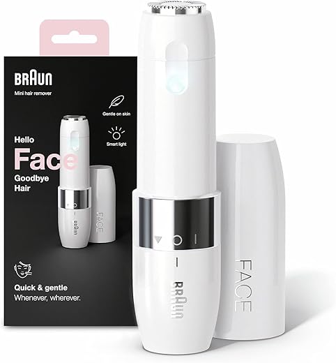 Braun – Braun Face Mini Rasuradora FS1000, Depilación Facial Eléctrica Para Mujer, Blanco.