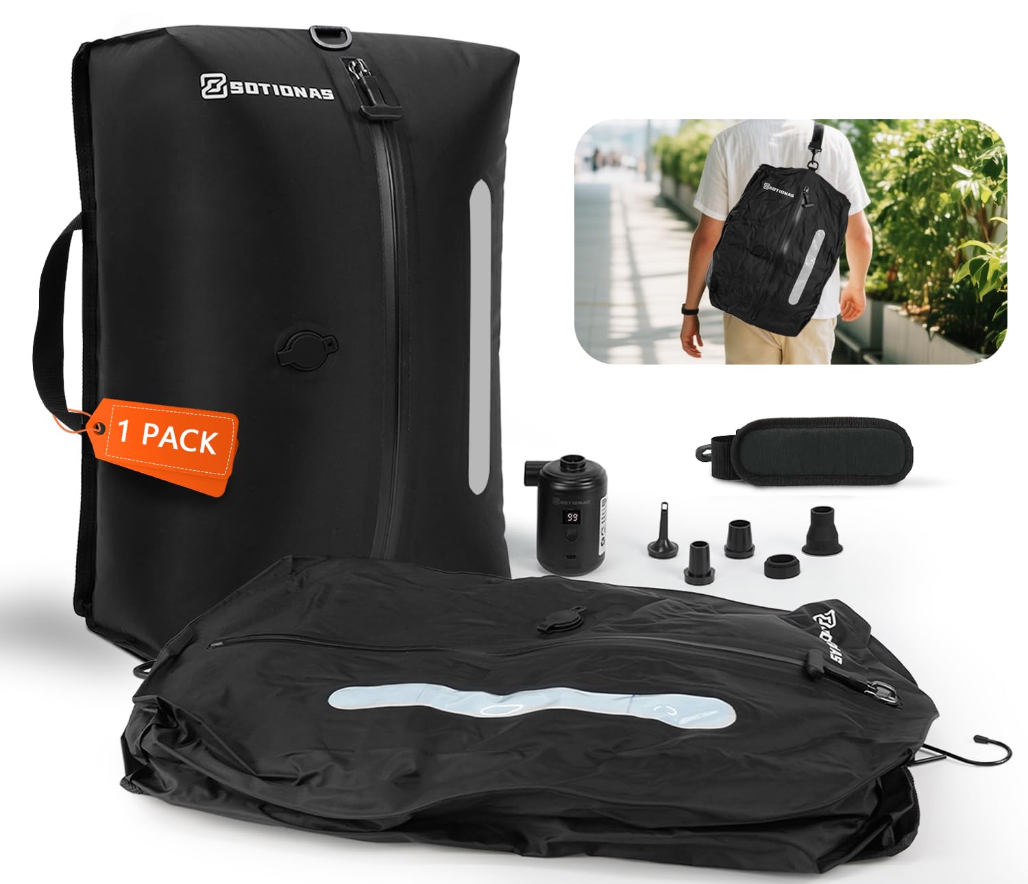 View 1 of 1Pack Vacuum Seal Bags For Clothing Travel With Wireless Pump | Waterproof Reusable Compression Bags with Shoulder Strap for Luggage and Suitcase, Space Saver Vacuum Seal Packing Cubes for Clothes