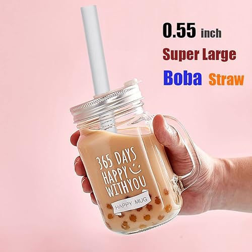 Miniatura 8 de ALINK Paquete de 10 popotes de silicona transparentes reutilizables, 2 pajitas Boba de silicona grandes, 8 pajitas largas para batidos de 30 onzas y