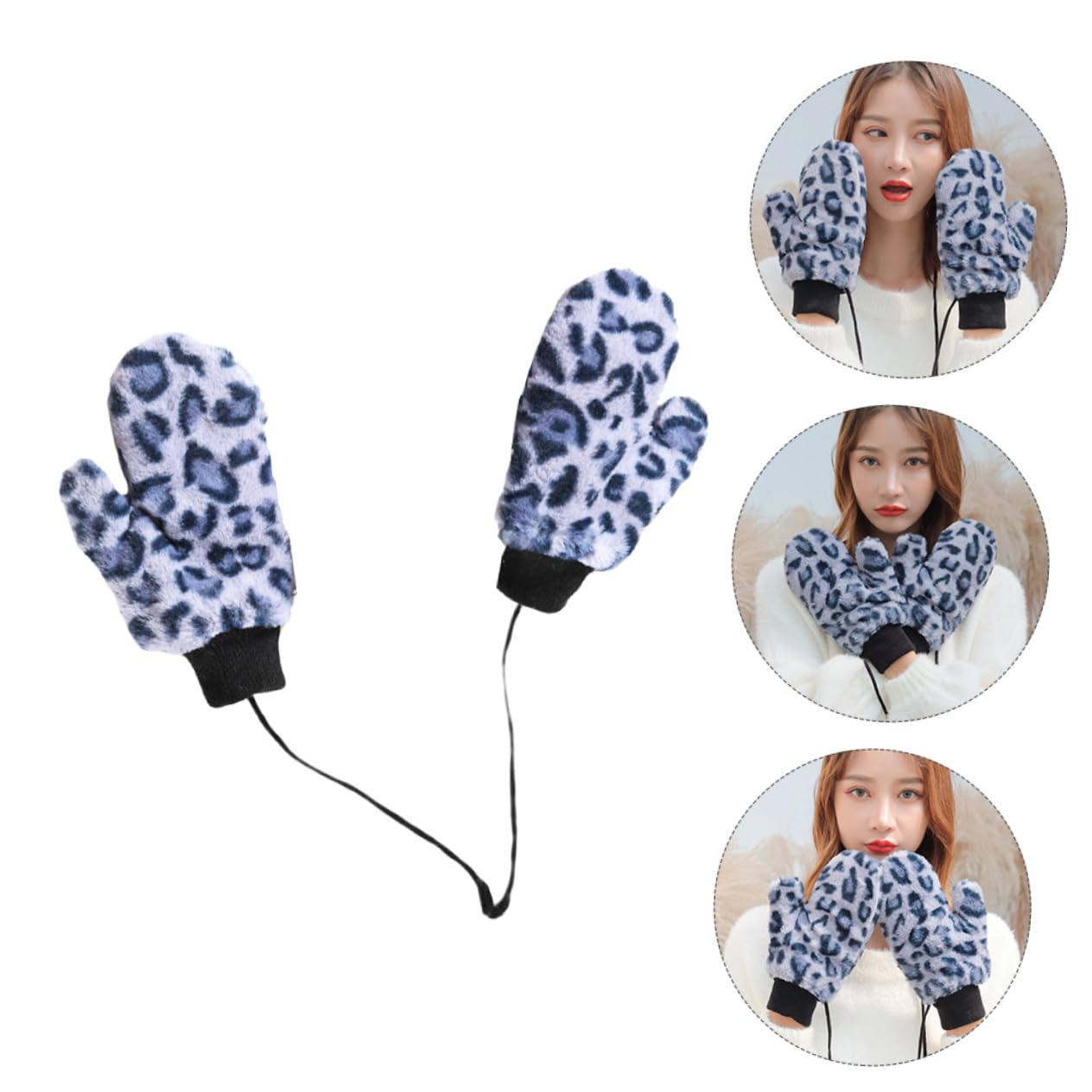 SHERCHPRY 3 Pares De Guantes De Invierno con Estampado De Leopardo Guantes De Bicicleta para Niños Guantes De Equitación Correa Guantes Cálidos Guantes para Niños Guantes Fríos para Mujer
