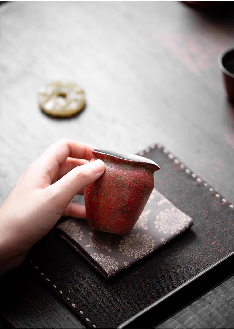 Man Shan Red Ocher Glaze Fairness Cup, Tea Strainer for Women-style1