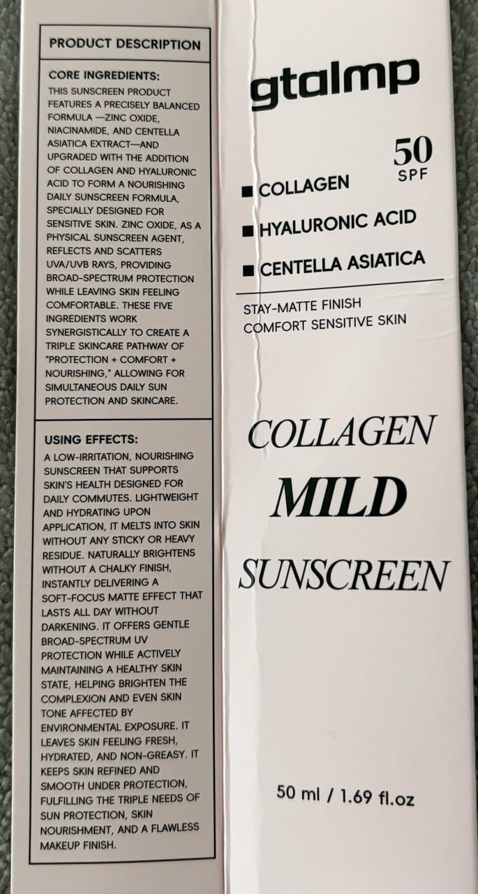 gtalmp Collagen Sunscreen for Face SPF 50 - No Cast & Hydrating Daily Sunscreen, Lightweight Non-Sticky Formula for Healthy-Looking Skin, All Skin Types & Sensitive Skin (2 Pack)